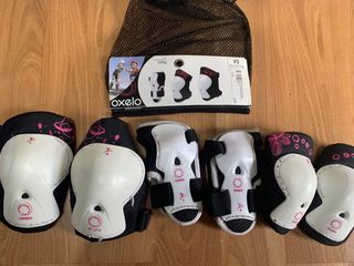 Patines de rudeas en línea, protecciones y casco