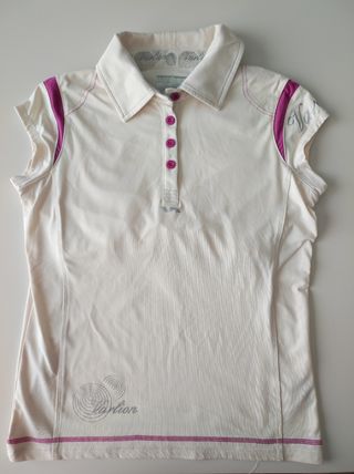 POLO PADEL - TENIS VARLION  BEIGE Y MORADO