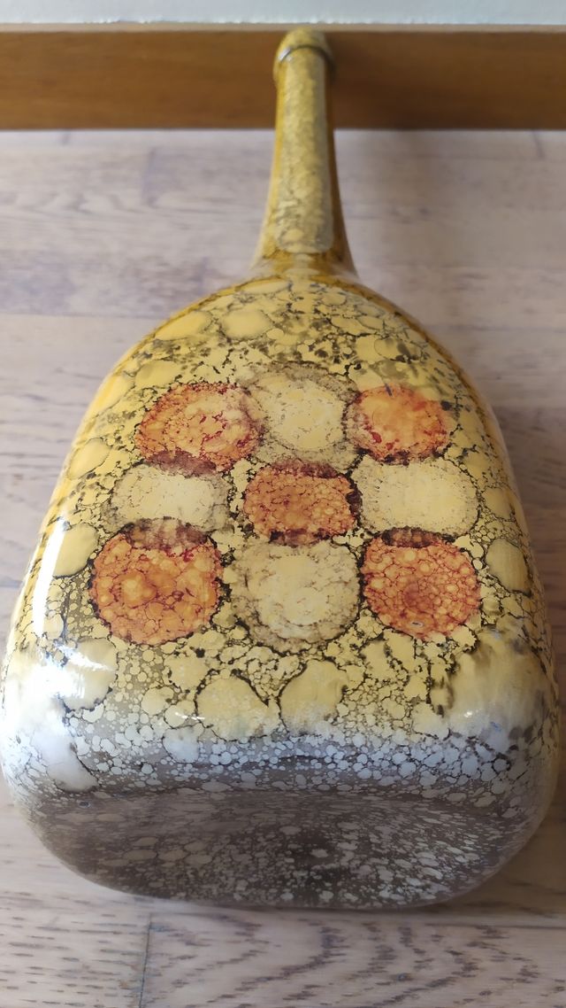 Jarrón alto de vidrio pintado vintage años 60-70