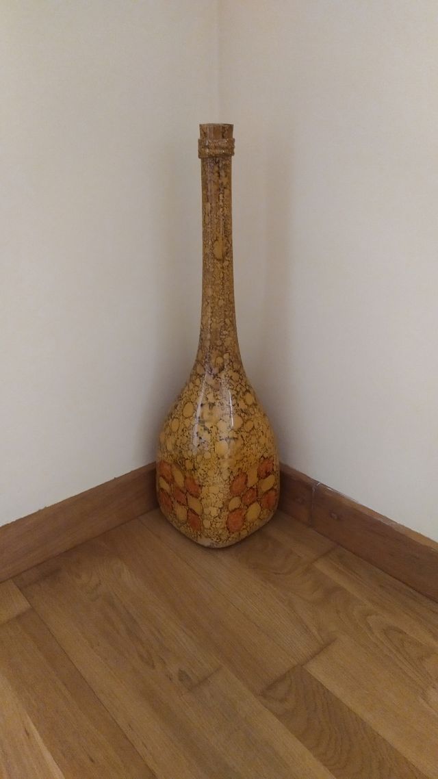 Jarrón alto de vidrio pintado vintage años 60-70