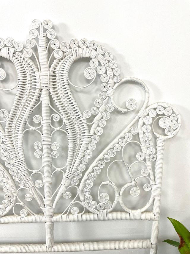 Cabecero mimbre blanco cama 90cm