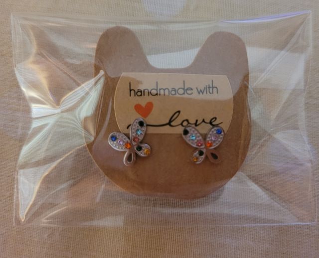 Pendientes mariposas multicolor niña acero