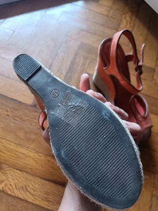 Sandalias naranjas de cuña de esparto, n° 39👠🏖️