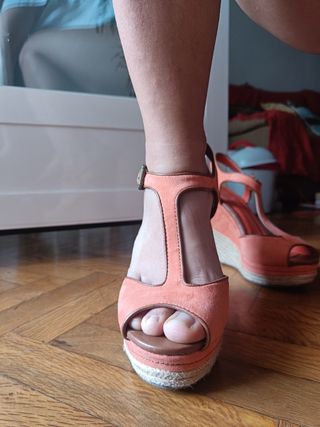 Sandalias naranjas de cuña de esparto, n° 39👠🏖️