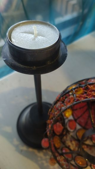 Candelabro forja y resina