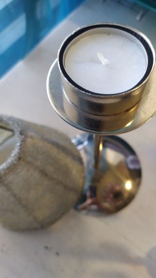 Candelabro metal y cristal