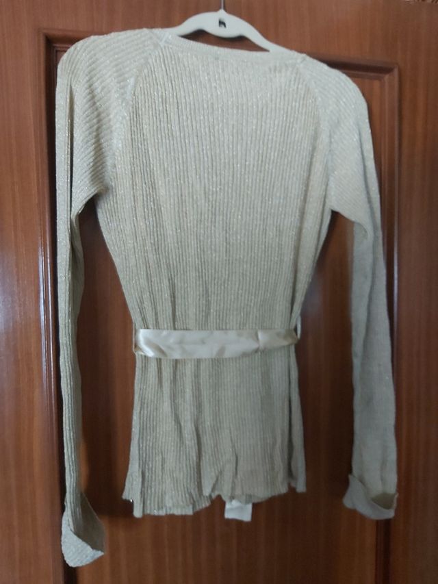 Casaco/cardigan dourado, tamanho L