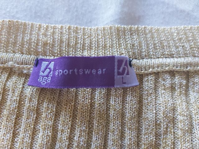 Casaco/cardigan dourado, tamanho L