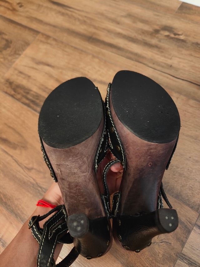 Sandalias piel Pepe Jeans negras madera