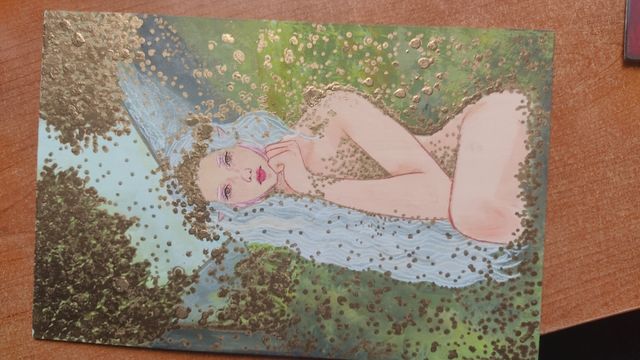 Cuadro elfa dorado bosque