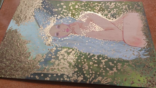 Cuadro elfa dorado bosque