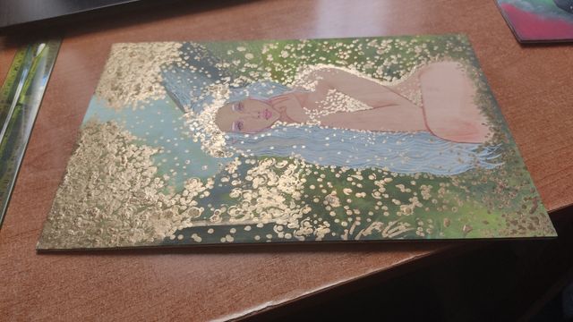 Cuadro elfa dorado bosque