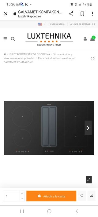 placa inducción con campana filtrante