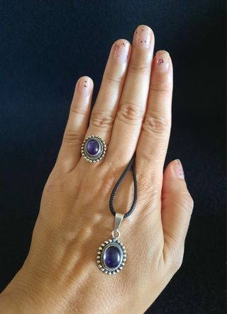 Conjunto de Amatista y Plata de Ley.