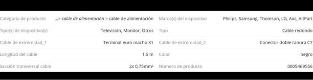 Cable de Alimentación TV Philips 389G204A15NHLG