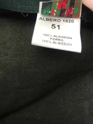 Sombrero terciopelo verde botella ancho 26cm