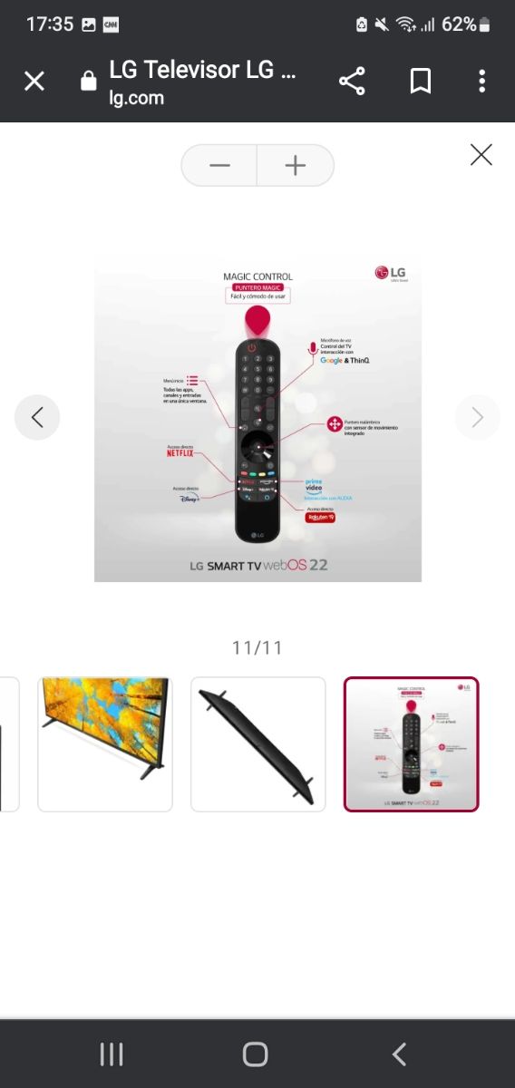 Televisor inteligente LG UQ751 ThinQ 4K Negro  65"