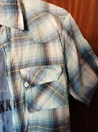 Camisa cuadros manga corta hombre 