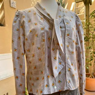 Camicia donna vintage '70 fiocco frontale fiori