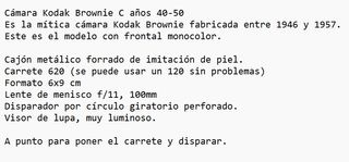 Cámara Kodak Brownie "C" frontal gris