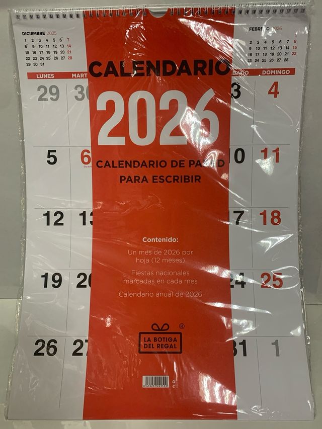 Calendario 2026 de pared para escribir