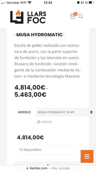 Stufa termica a pellet MCZ Musa Hydro 16kW M1 A++