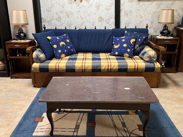 Mesa de centro con mármol marrón / caoba