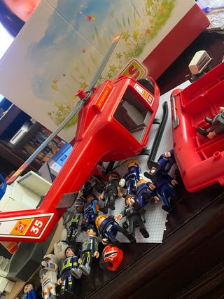 Playmobil policía:coche, fuego, avión, helicoptero