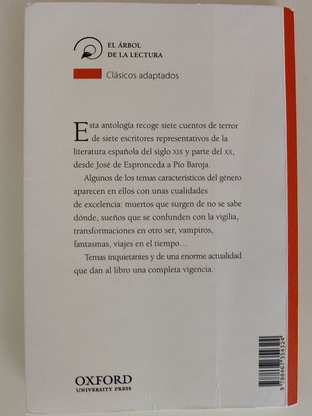 Libro lectura 4º ESO "Cuentos españoles de terror"
