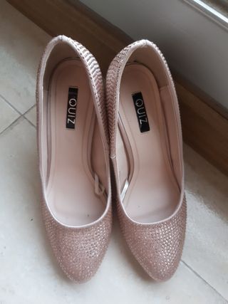 Zapato tacón Rosa brillantes 