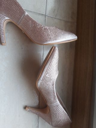 Zapato tacón Rosa brillantes 