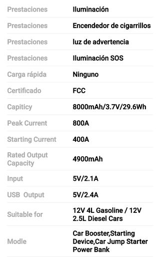 BOOSTER Arrancador batería coche 800A FUENGIROLA