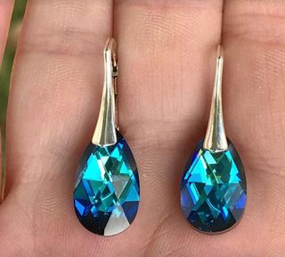 pendientes Swarovski color azul en Plata de ley