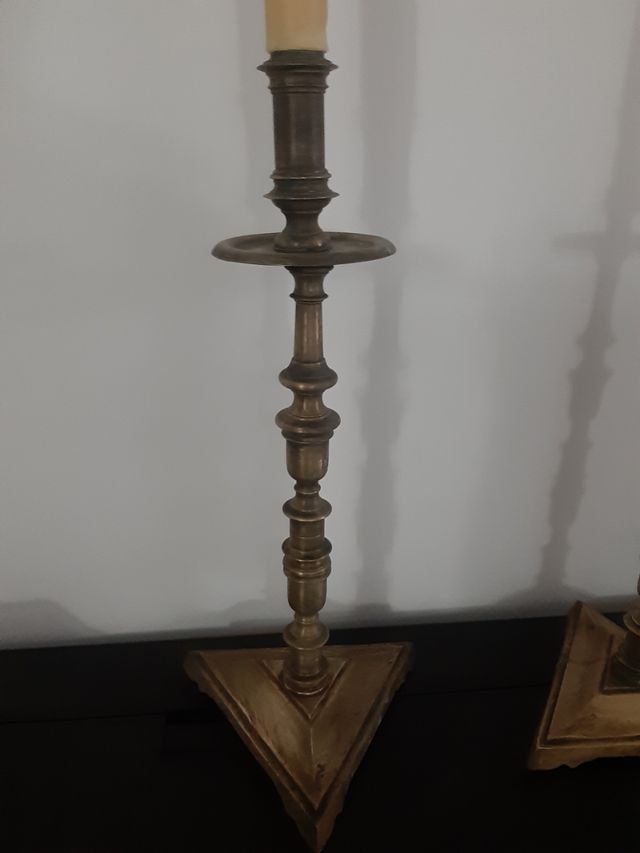 Pareja portavelas bronze