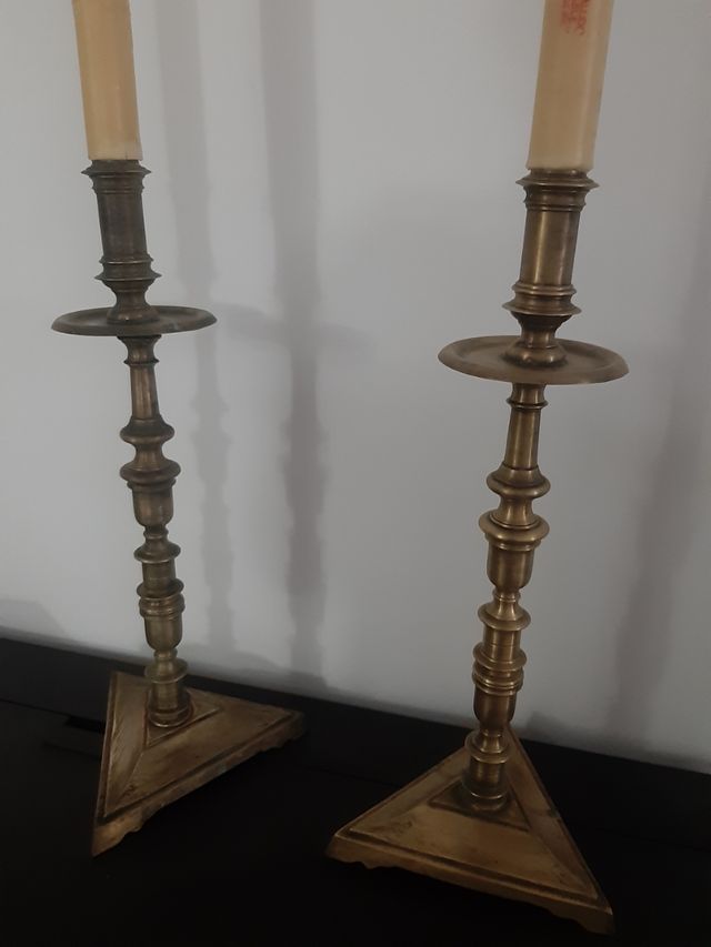 Pareja portavelas bronze