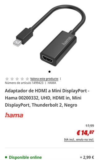 Adaptador de HDMI a Mini DisplayPort
