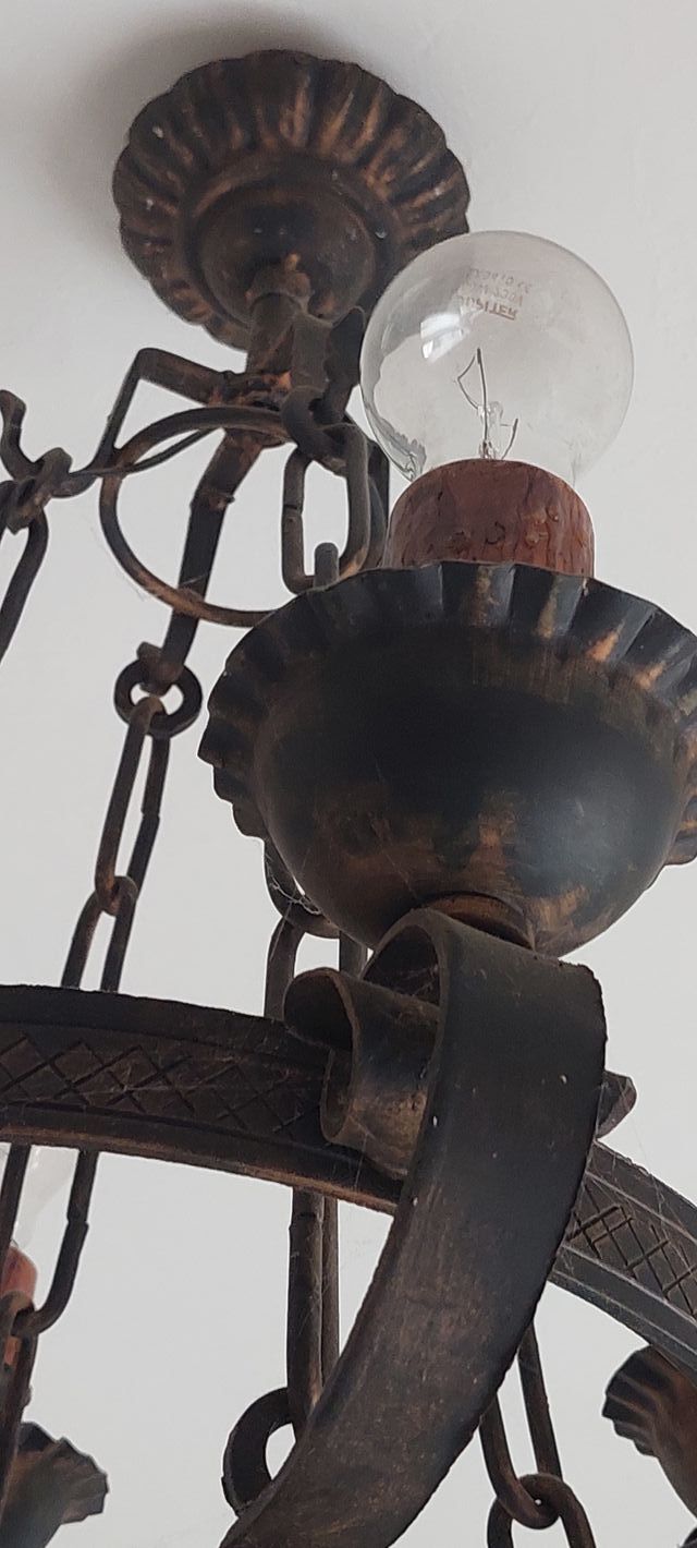 Lampara Hierro Forjado de techo s.XX