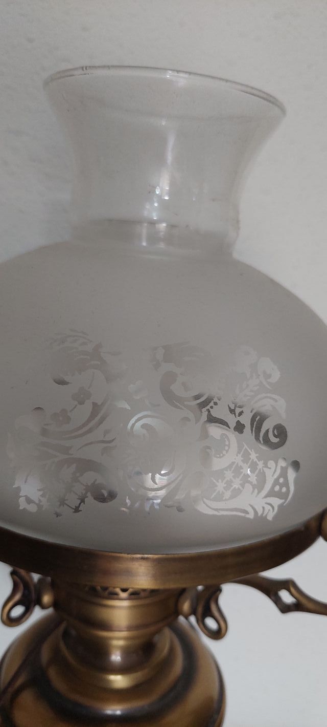 Lampara quinque de bronce para mesa s. XX