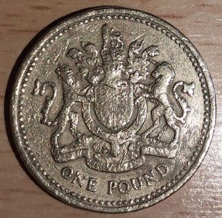 One Pound Elizabeth DG REG FD 1983 moneda antigua