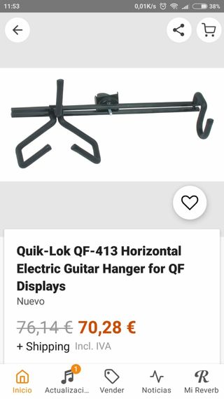 expositor pared  para guitarra o bajo eléctrico