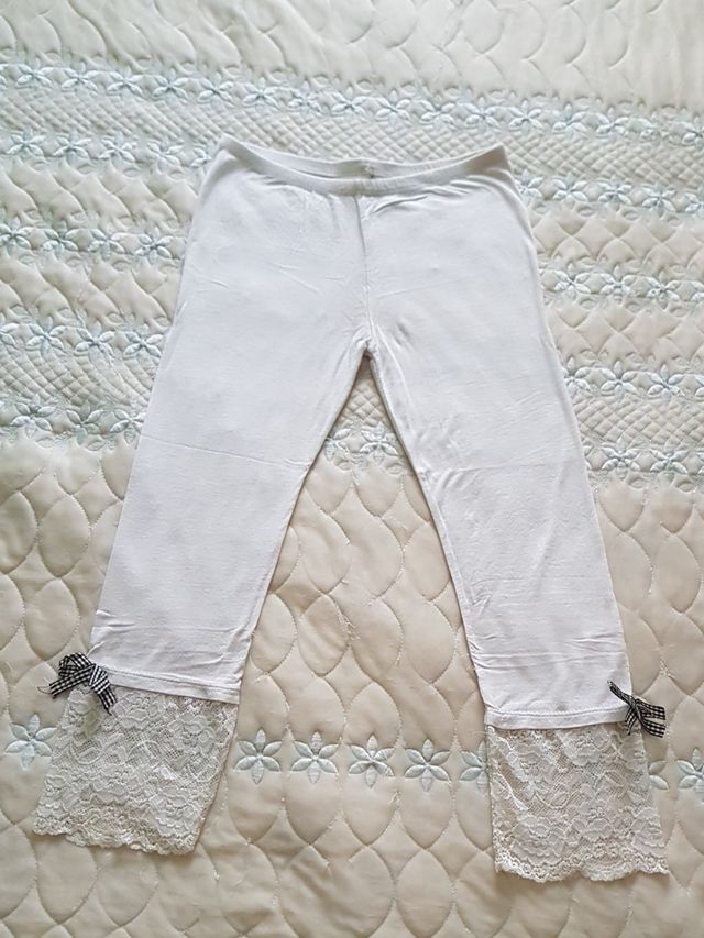 Leggin blanco con encaje y lazo talla/S/36/8