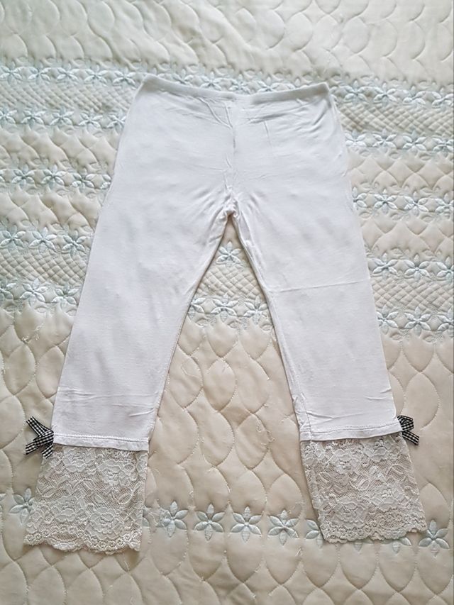 Leggin blanco con encaje y lazo talla/S/36/8