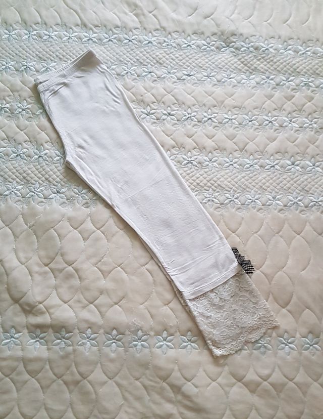 Leggin blanco con encaje y lazo talla/S/36/8