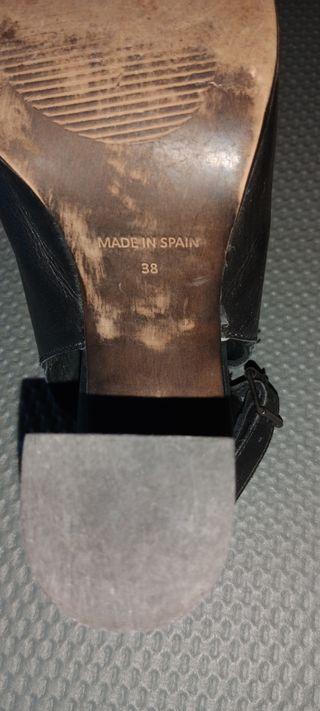 Zuecos tacón ancho cuero/piel