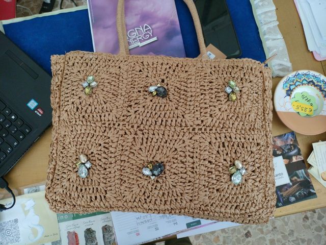 Borsa corda donna grande beige spalla