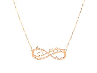 Cadena oro 9K, colgante infinito (hasta 6 nombres)