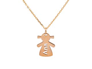 Cadena oro 9K colgante de niña y nombre (a elegir)