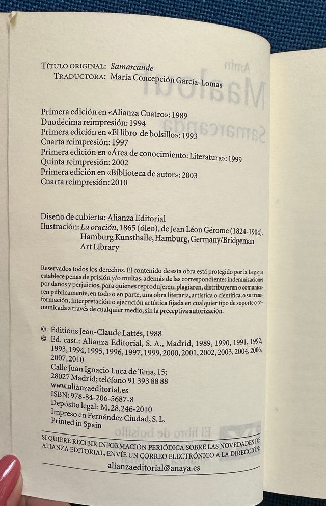 Samarkand Maalouf, Amin Copertina morbida