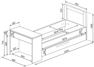 Cama nido 90x200cm con escritorio Shipley