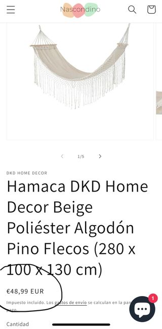 Hamaca nueva sin estrenar